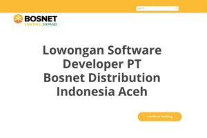 Lowongan Software Developer PT Bosnet Distribution Indonesia Aceh